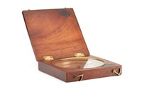Large English compass in fitted mahogany case