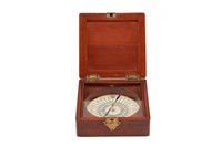 Large English compass in fitted mahogany case