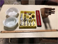 SILVERWARE, PYREX AND KNIVES