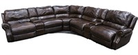 7 Pc Leather Sectional w/ Recliners & Cup Holders