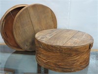 (2) Vintage Round Wooden Cheese /Shaker Boxes
