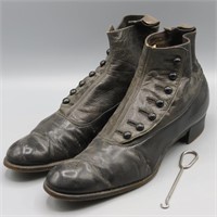 1900's Ladies Button Shoes with Button Hook