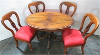 Vintage Parlor Game Table with Fiddle Back Chairs