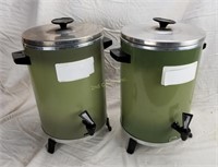 2 Coffee Pots Dispensers Retro Green