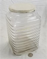 Large Vintage Retro Glass Jar W/ Metal Lid