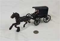 Cast Iron Amish Horse & Buggy Figurine