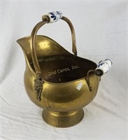 Brass Bucket Spout Ash Fireplace Porcelain Handles