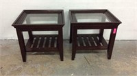 2 Glass Top Side Tables T3C