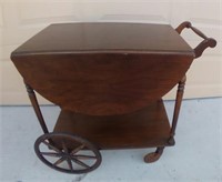 Antique Paalman Dropleaf Wooden Tea Cart U12B