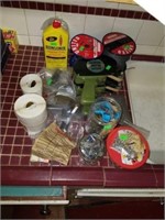 Lot of Tape Dispensers, Lighter Fluid, Wire, Etc