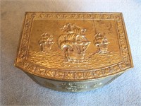 Lombard England Brass and wood lift top box