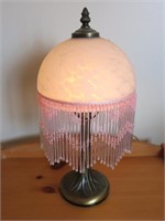 Glass and Beaded side lamp, 16" H.