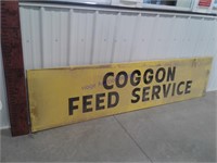 Coggon Feed Service tin sign w/ wood frame