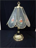 Glass shade lamp with rose pattern approx 20