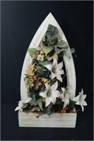 Beautiful floral arrangement can hang or stand