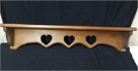 Nice wood heart shelf approx 30 inches wide
