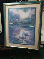 Lovely swans on a lake home interior print approx