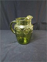 Vintage green pitcher approx 9 inches tall