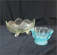Fruit bowl with small chip and blue footed bowl