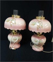 Pink and floral design hurricane style lamps
