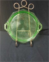 Stunning green depression glass tray approx 14