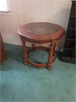 Beautiful side table with glass top approx 21