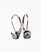 14K White Gold Wire Drop Diamond Earrings