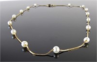 14K Yellow Gold Cultured Pearl "Tin Cup" Necklace
