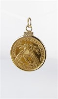 1901 $5 Gold Liberty Head Half Eagle Pendant