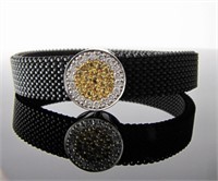 18K Diamond, Yellow Sapphire Steel Bracelet