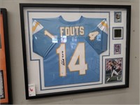FRAMED "DAN FOUTS CHARGERS" AUTOGRAPHED JERSEY