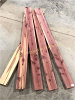 Lot of Five Rough Sawn Red Cedar Boards