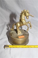 Brass Unicorn on round stand