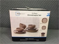 12 Piece Dinnerware Set -Taupe