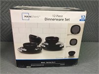 12 Piece Dinnerware Set - Black