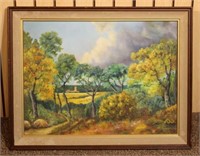 Framed Art - Church and Meadow by I.L. Ramsey