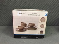 12 Piece Dinnerware Set - Taupe