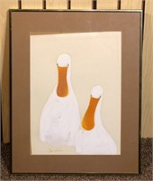 Framed Art - "Goose Friends" in Gold Frame