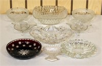 9 Pc Lot - Glass and Crystal