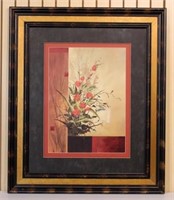 Framed Art - Floral with Dark Brown, Gold Frame