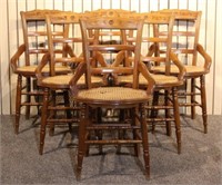 6 Pc Lot- Side Chairs with Rattan Seats
