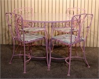 Pink Patio Table with 4 Chairs