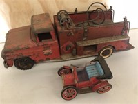 Vintage metal  Tonka fire  truck & metal car