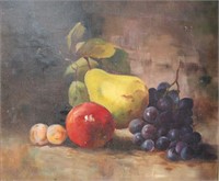 Artist unknown, antique still life study of fruit,