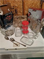 G- Assorted glass serving ware