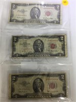 SHEET OF 1953, 1953A & 1953C RED SEAL $2 NOTES