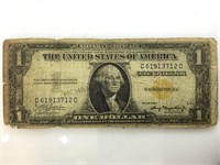 1936A $1 YELLOW SEAL AFRICAN SILVER CERTIFICATE