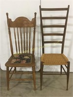 2 wooden chairs