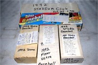 5 Boxes 1992 Baseball cards including Stadium Club