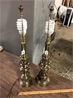 PAIR OF HEAVY BRASS LAMPS